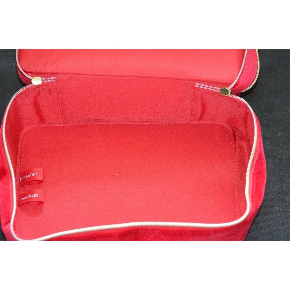 Estee Lauder Makeup Cosmetic Bag TRAIN CASE RED Velvet 2024